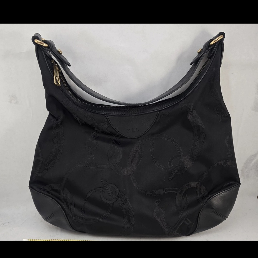 Lauren Ralph Lauren Black Crescent Hobo Bag